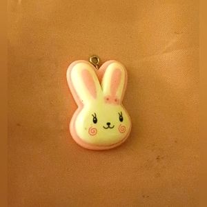 Pink & white bunny pendant Y2K